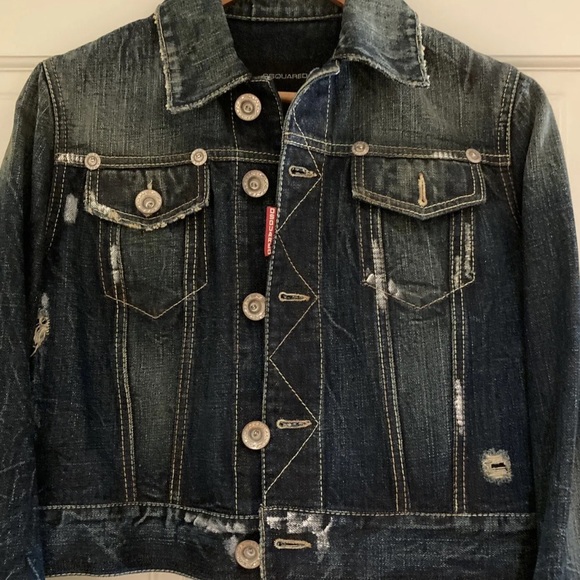NWOT Dsquared2 Women Dark Blue
Denim Cropped Distressed Jean
Jacket sz 44 (US 8) - Picture 3 of 16